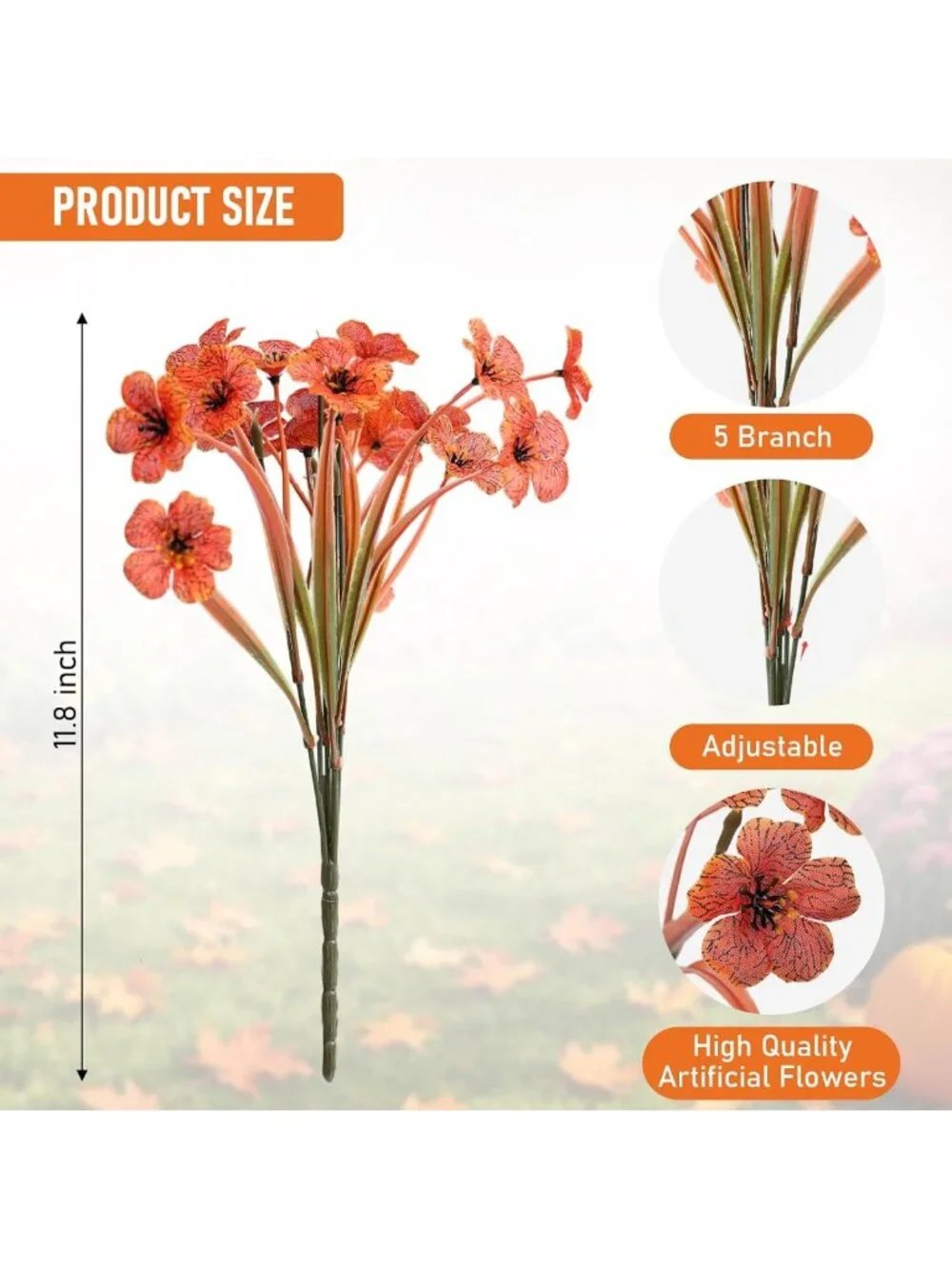 60 Pack Artificial Fall Mums Flowers - Vibrant Orange Decor for Home & Garden